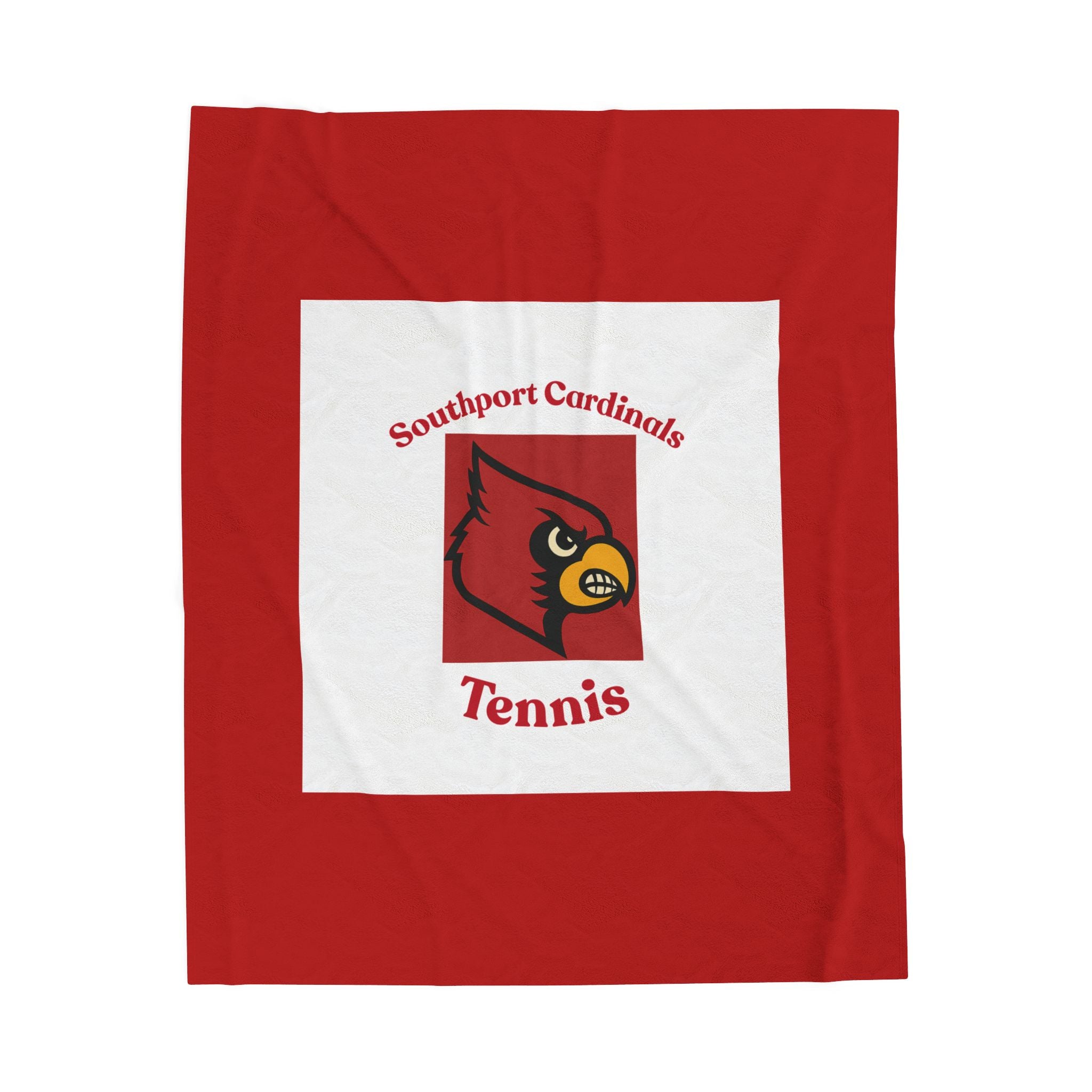 Cardinals Tennis Velveteen Plush Blanket — Southport Team Logo Throw